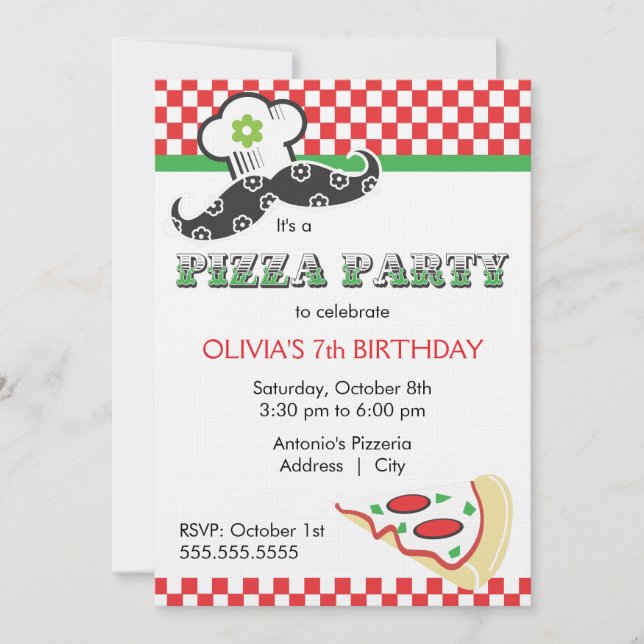 Invitation de partie de pizza de fille (Devant)