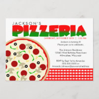 Invitation de partie de pizza de pizzeria