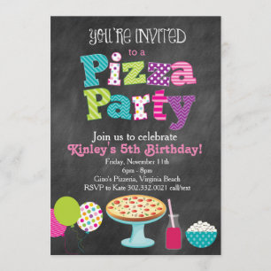 Invitation de partie de pizza de tableau (fille)