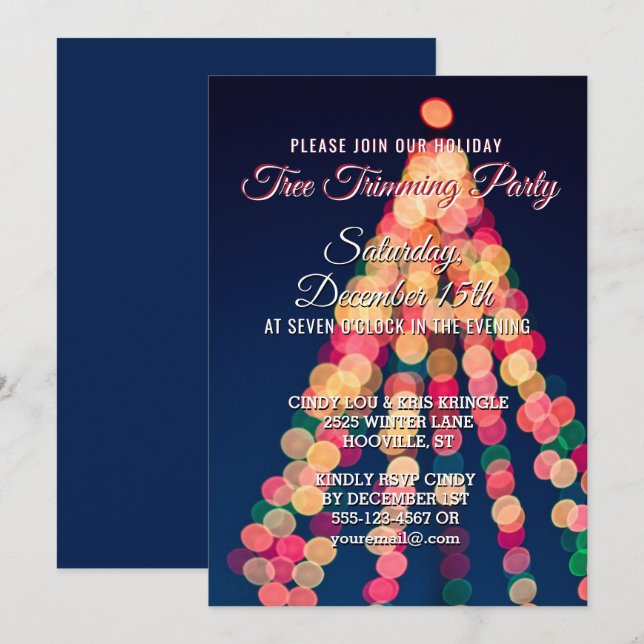 Invitation de partie de règlage d'arbre de Noël de (Devant / Derrière)