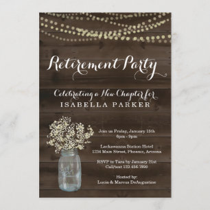 Invitation de partie de retraite - bois rustique