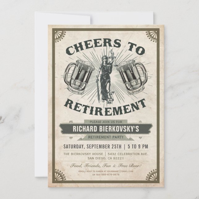 Invitation de partie de retraite d'avocat/juge - (Devant)