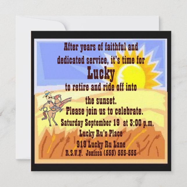 Invitation de partie de retraite de cowboy et de (Devant)