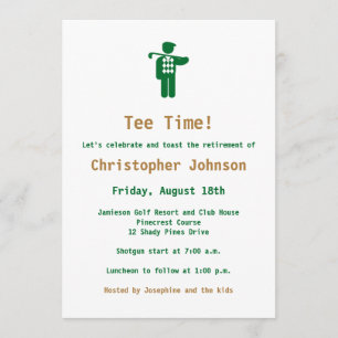 Invitation de partie de retraite de golf d'or vert