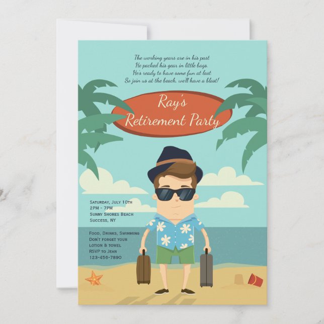 Invitation de partie de retraite de plage (Devant)