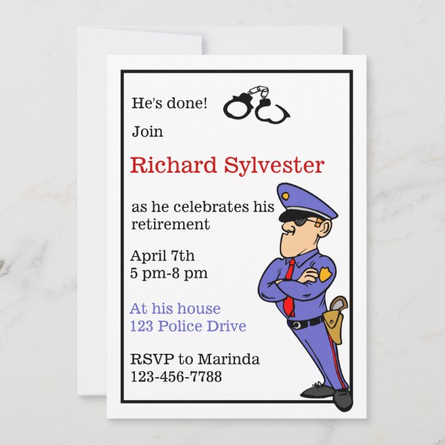 Invitation de partie de retraite de police (Devant)