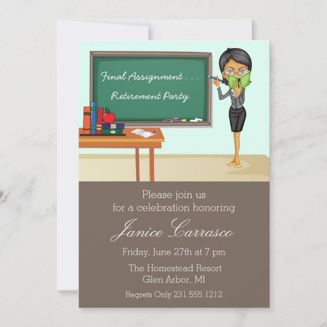 Invitation de partie de retraite de professeur (Devant)
