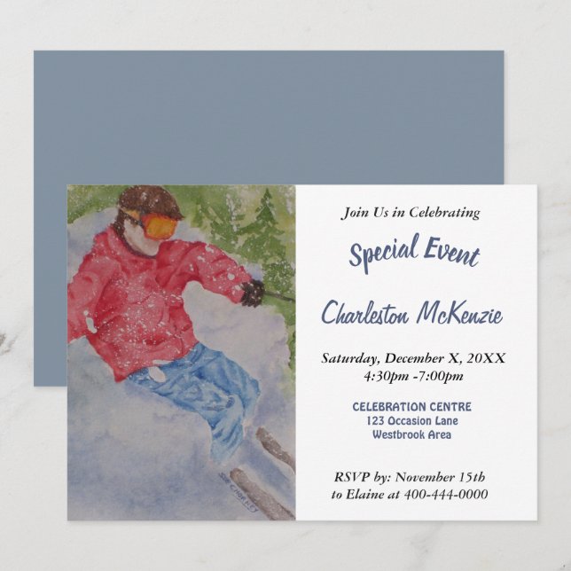 INVITATION DE PARTIE DE SKI D'APRES (Devant / Derrière)