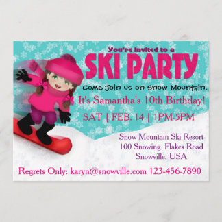 Invitation de partie de ski de filles