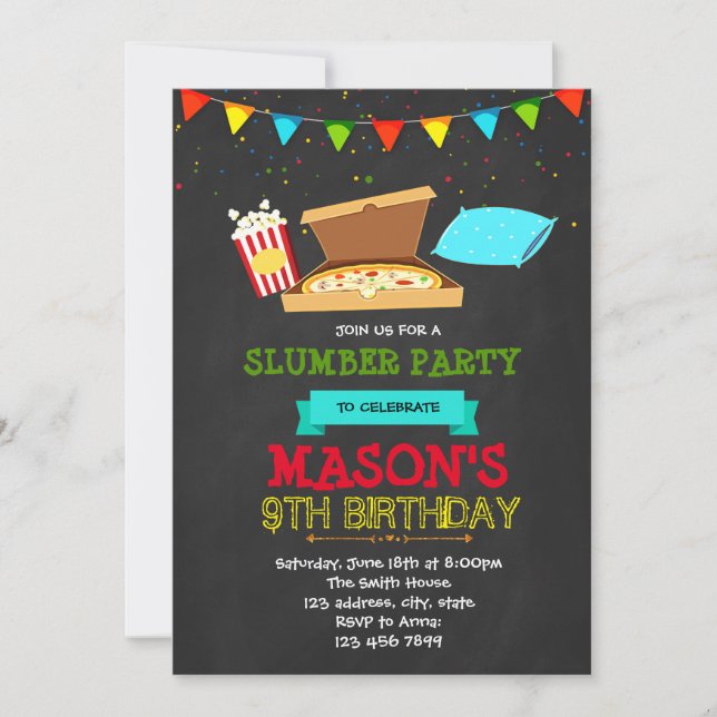 Invitation de partie de sleepover de garçon (Devant)
