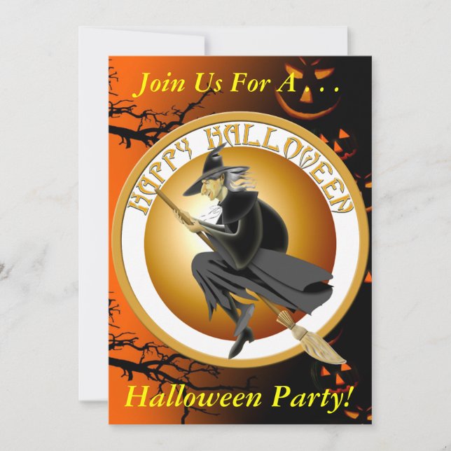 Invitation de partie de sorcière de Halloween (Devant)