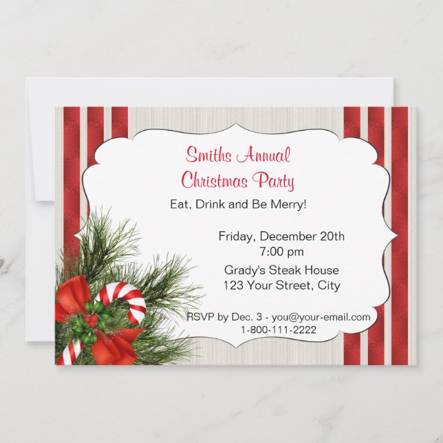 Invitation de partie de sucre de canne de Noël (Devant)