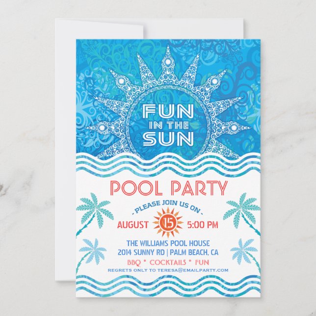 Invitation de partie de Sun d'été (Devant)
