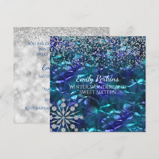 Invitation de partie de sweet sixteen de neige et (Devant / Derrière)