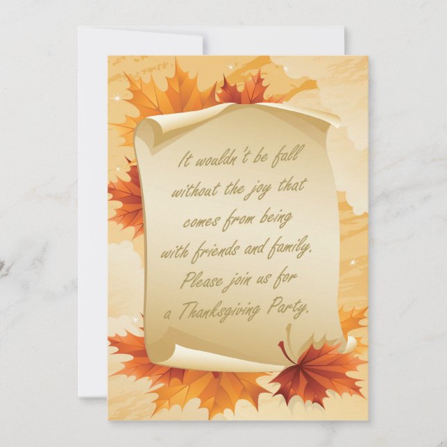 Invitation de partie de thanksgiving. Feuillage et (Devant)