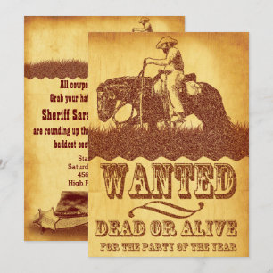 Invitation de partie de thème de cowboy