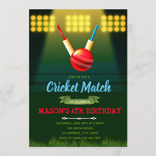 Invitation de partie de thème de cricket