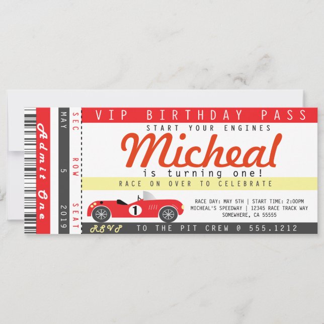 INVITATION DE PARTIE DE VOITURE DE RACE (Devant)
