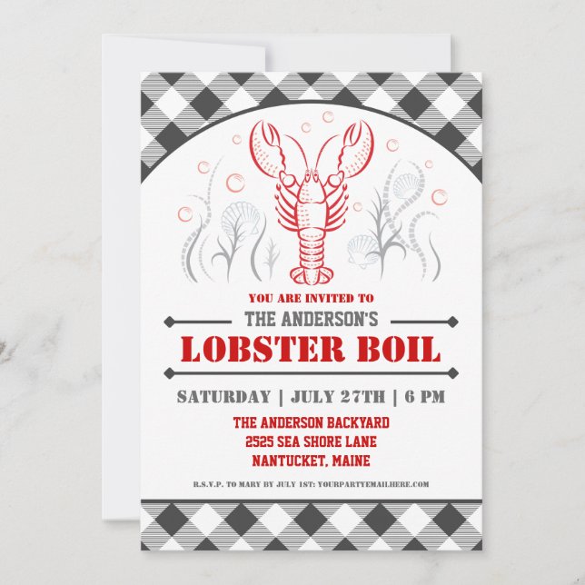 Invitation de partie d'ébullition de homard d'été (Devant)