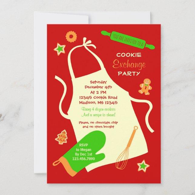 Invitation de partie d'échange de biscuit de Noël (Devant)