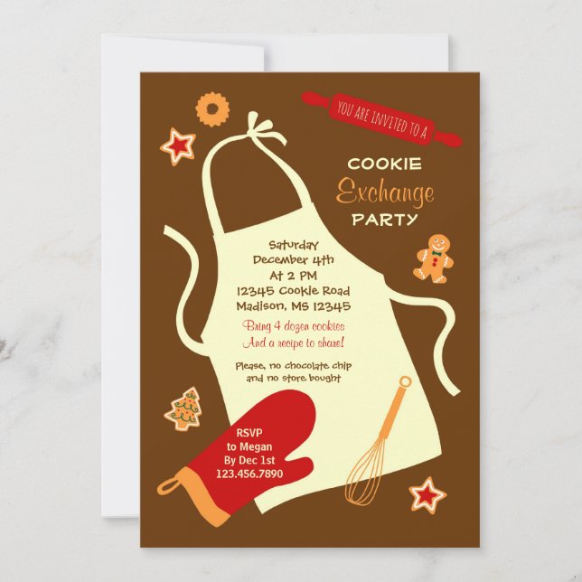 Invitation de partie d'échange de biscuit de Noël (Devant)