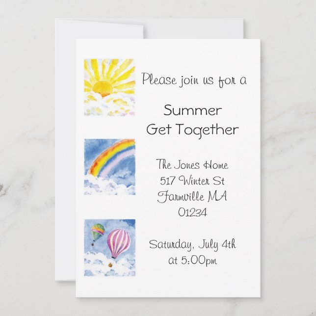 Invitation de partie d'été (Devant)