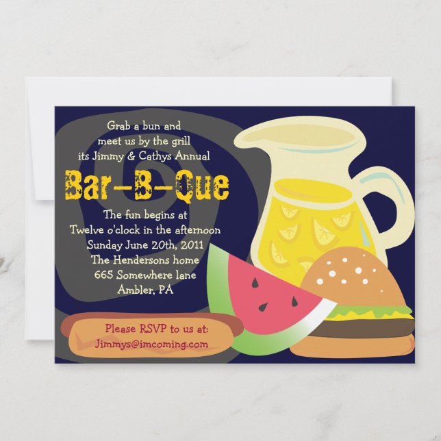 Invitation de partie d'été de Barre-b-Que (Devant)