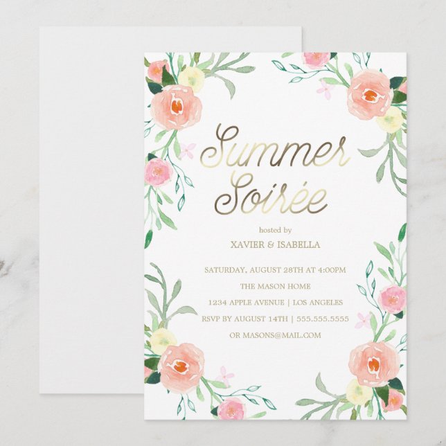Invitation de partie d'été de Soirée | d'été (Devant / Derrière)