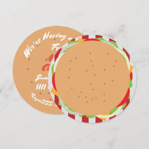 Invitation de partie d'hamburger d'amusement