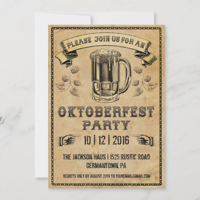 Invitation de partie d'Oktoberfest (Devant)