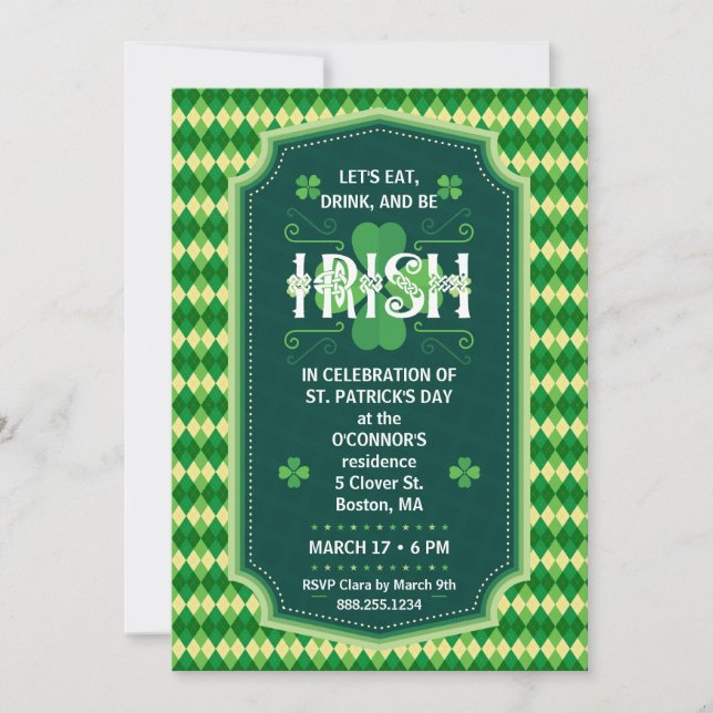 Invitation de partie du jour de St Patrick (Devant)