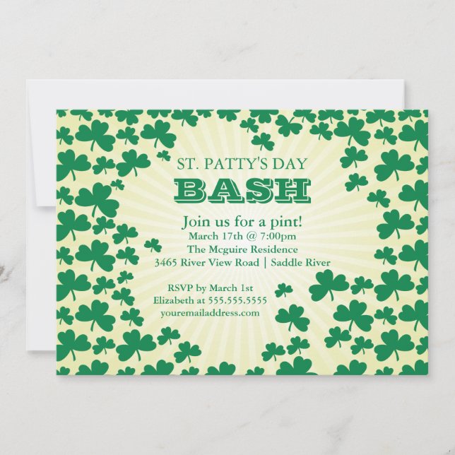 Invitation de partie du jour de St Patrick mignon (Devant)