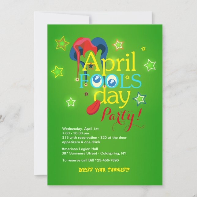 Invitation de partie du jour d'imbécile d'avril (Devant)