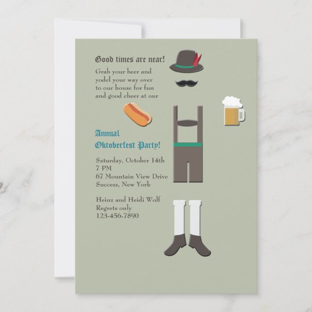Invitation de partie d'usage d'Oktoberfest (Devant)