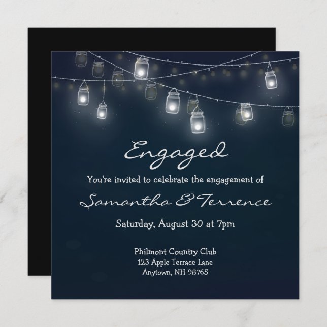 Invitation de partie engagée Lumières de lucioles  (Devant / Derrière)