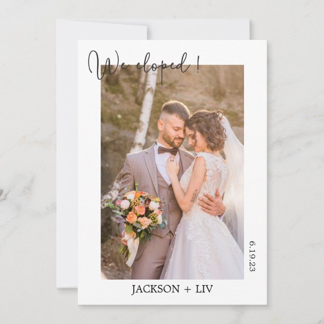 Invitation de partie Mariage de l'Elopement photo  (Devant)