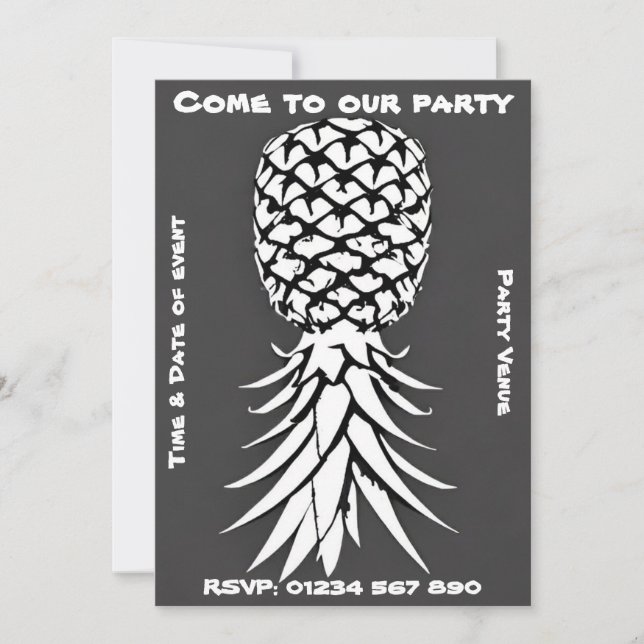 Invitation de partie personnalisable à l'ananas (Devant)