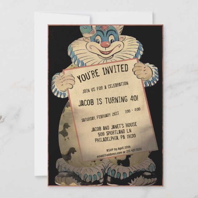 Invitation de partie personnalisable Clown Déplais (Devant)