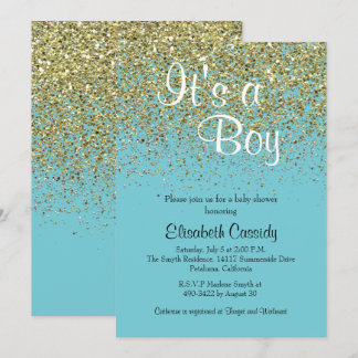 Invitation de Parties scintillant Baby shower bleu