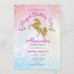 Invitation de parties scintillantes de licorne