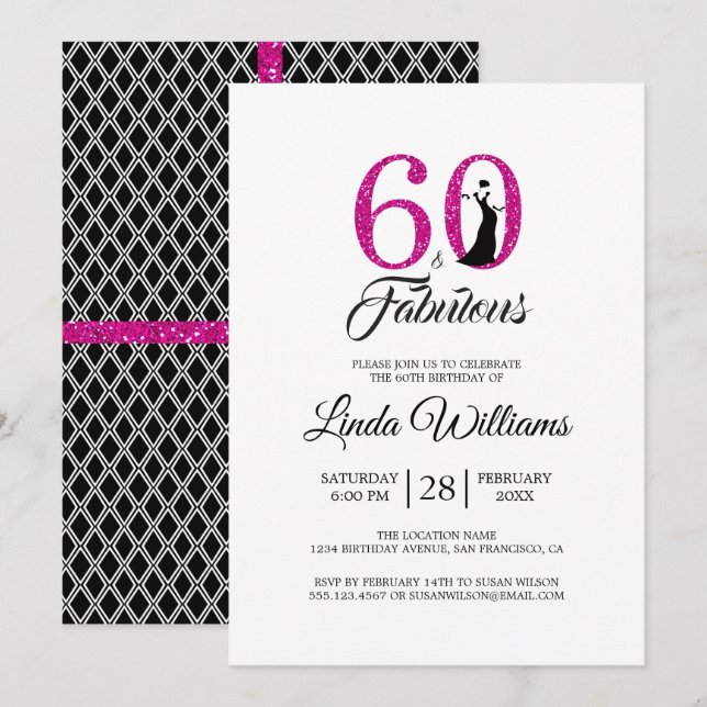 Invitation De parties scintillantes fabuleuses de 60 (Devant / Derrière)