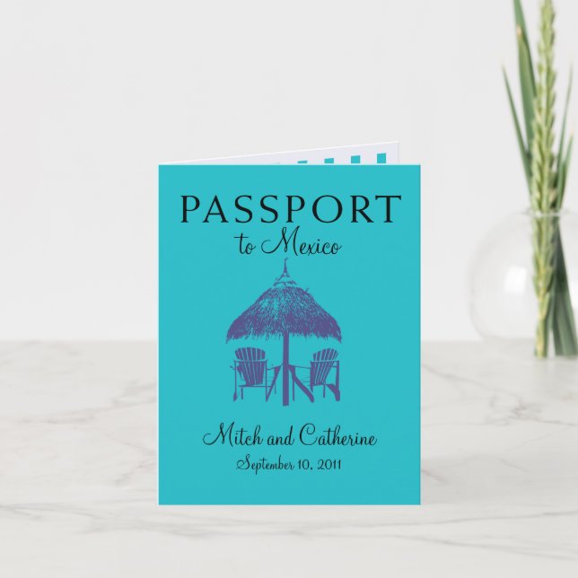 Invitation de passeport mariage à Cancun Mexique (Devant)