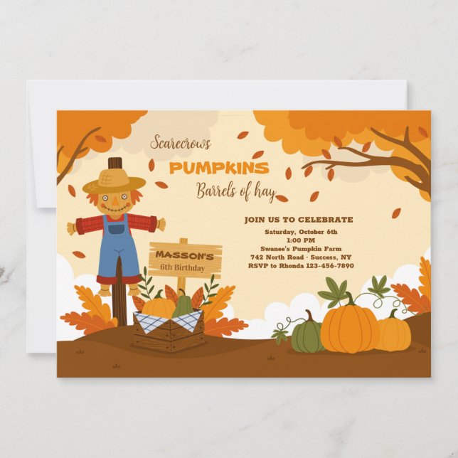 Invitation de patchs Citrouille automne (Devant)