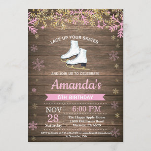 Invitation de patin de rose de fête d'anniversaire