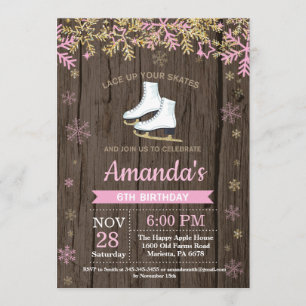 Invitation de patin de rose de fête d'anniversaire