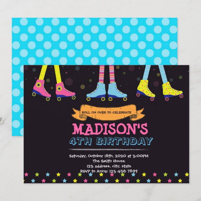 Invitation de patin de rouleau (Devant / Derrière)