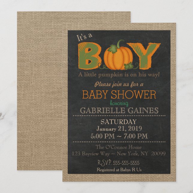 Invitation de pays de baby shower de garçon (Devant / Derrière)