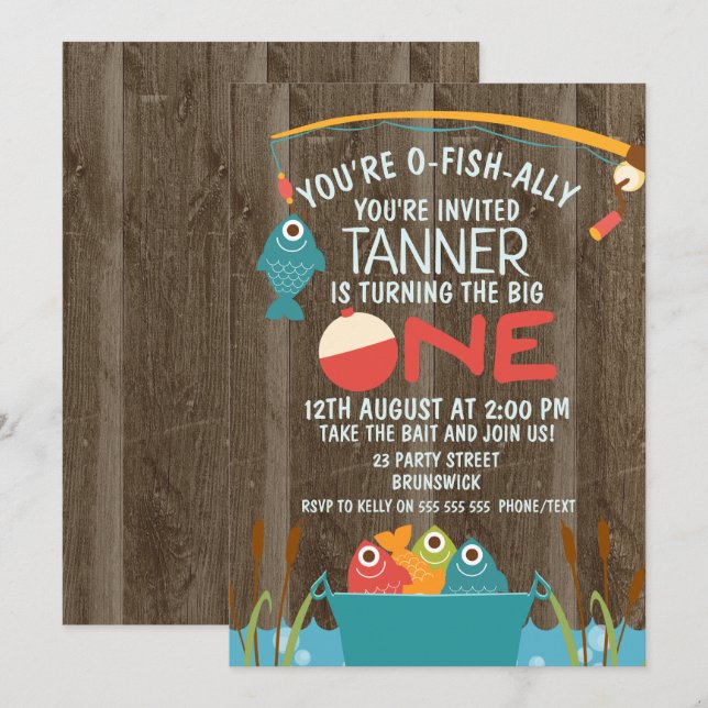 invitation de pêche d'anniversaire du (Devant / Derrière)