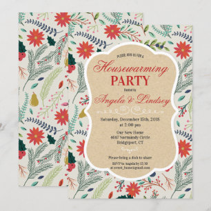 Invitation de pendaison de crémaillère à motif flo