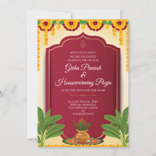Invitation de pendaison de crémaillère indienne té
